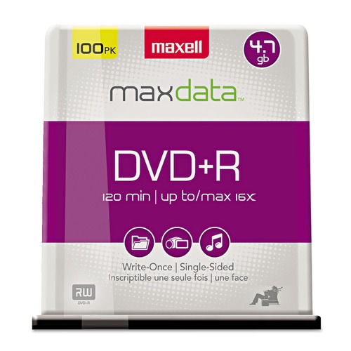 Office Electronics & Batteries | Maxell 639016 4.7 GB 16x Spindle DVDplusR High-Speed Recordable Disc - Silver (100/Pack) image number 0