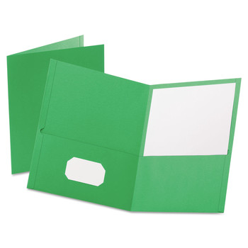 Oxford 57503EE 11 in. x 8.5 in. 0.5 in. Capacity Twin-Pocket Folder - Light Green (25/Box)