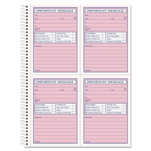 Retail Store Supplies | TOPS 4005 3.88 x 5.5 Two-Part Carbonless Telephone Message Book with Fax/Mobile Section image number 0