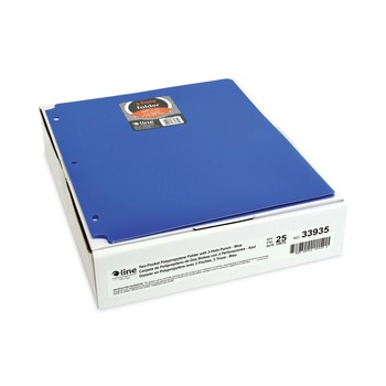 FILE FOLDERS | C-Line 33935 11 in. x 8.5 in. 3-Hole Punch Two-Pocket Heavyweight Poly Portfolio Folder - Blue (25/Box)