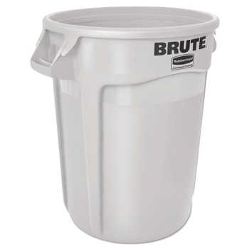 Rubbermaid Commercial FG261000WHT 10 gal. Vented Round Plastic Brute Container - White