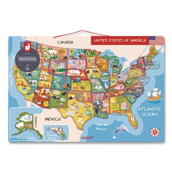 Janod J05487 Ages 7 to 12 United States Map Cardboard Puzzle