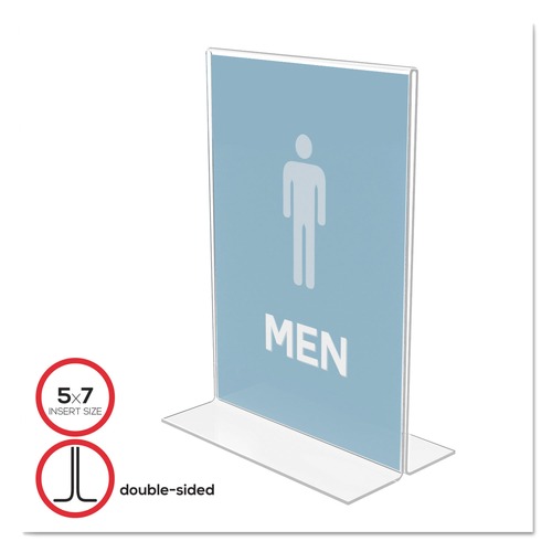 Desk Shelves | Deflecto 69101 5 in. x 7 in. Insert Classic Image Double-Sided Sign Holder - Clear image number 0