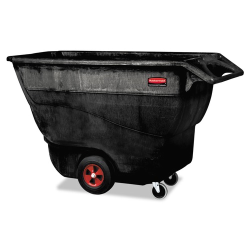 Trash Cans | Rubbermaid Commercial FG9T1500BLA 1250 lbs. Capacity Rectangular Structural Foam Tilt Truck - Black image number 0