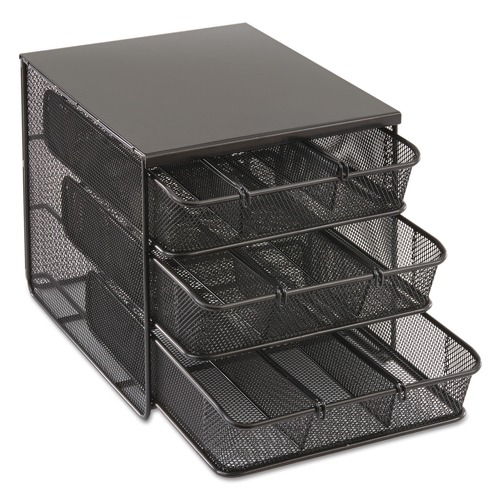 Desktop Organizers | Safco 3275BL 11.5 in. x 8.25 in. x 8.25 in. 7 Compartments 3 Drawer Hospitality Organizer - Black image number 0