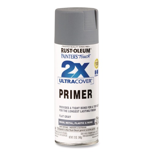 Painting | Rust-Oleum 334017 Painter's Touch 12 oz. Aerosol Can 2X Ultra Cover Spray Paint - Flat Gray image number 0