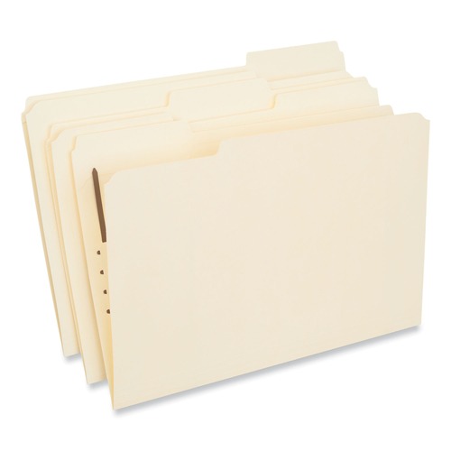 File Folders | Universal UNV13510 1/3 Cut Tab Legal Size Deluxe Reinforced Top Tab Folders with Fastener - Manila (50/Box) image number 0