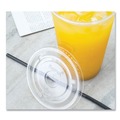Cups and Lids | Karat C-KC107TS Plastic Flat PET Lids with Straw Slot Fits 32 oz. Cold Cups - Clear (500/Carton) image number 2