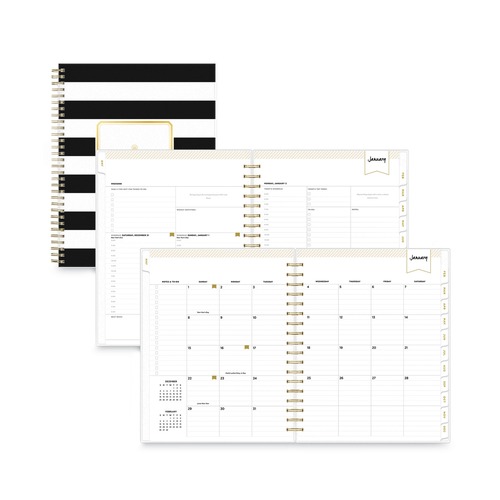 Notebooks & Pads | Blue Sky 137885 10 in. x 8 in. 12-Month (Jul 2025-Jun 2026) Day Designer Daily/Monthly Frosted Planner - Black/White Cover image number 0