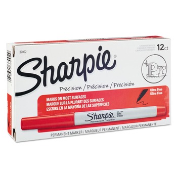Sharpie 37002 Ultra Fine Needle Tip Permanent Marker - Red (1-Dozen)
