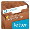 File Folders | Pendaflex R217AHD Heavy-Duty 1/3-Cut Tabs Open-Top 21-Section Expanding Stadium File - Letter Size/Redrope image number 1