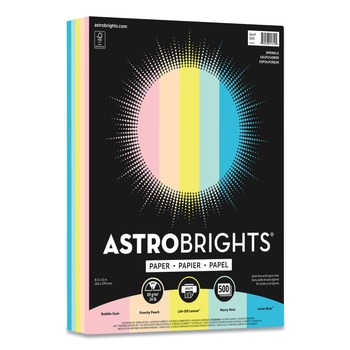 Astrobrights 91714-01 24 lbs. Bond Weight 8.5 in. x 11 in. Color Paper - Assorted Colors (1-Ream)