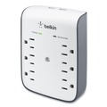 Electronic Adapters & Chargers | Belkin BSV602TT 900 J 6 AC Outlets 2 USB Ports SurgePlus USB Wall Mount Charger - White/Black image number 1