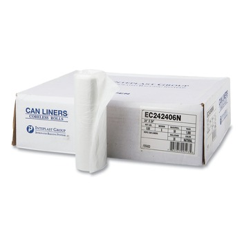 Inteplast Group EC242406N High-Density 10 gal. 6 microns Commercial Can Liners - Natural (1000/Carton)