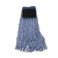 Mops | Boardwalk BWK902BL Loop-End Mop Head with Scrub Pad - Medium, Blue (12/Carton) image number 1