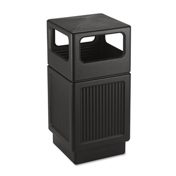 Safco 9476BL Canmeleon 38-Gallon Polyethylene Side-Open Recessed Panel Receptacles - Black