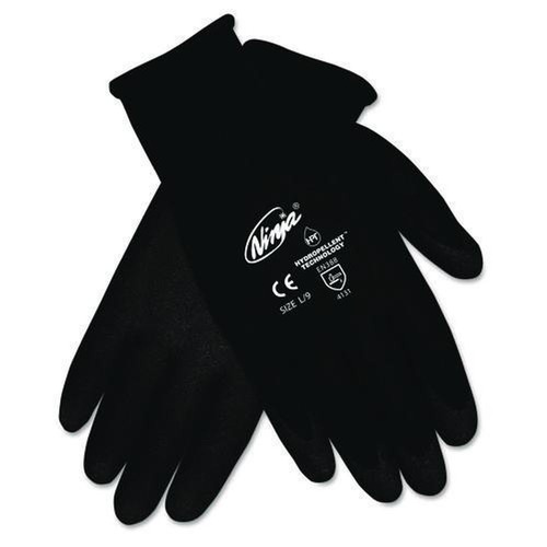 Cleaning Gloves | MCR Safety N9699M Ninja HPT PVC Coated Nylon Gloves - Medium/Black (1-Dozen) image number 0