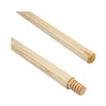 Brooms | Boardwalk BWK121 0.94 in. Diameter x 54 in. Lacquered Hardwood Threaded End Broom Handle - Natural image number 1