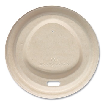 World Centric CUL-FB-12-LF Paper Fiber Lids for Cups Fits 10 oz. to 20 oz. Hot Cups - Natural (1000/Carton)