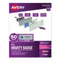 Label & Badge Holders | Avery 71208 The Mighty Badge 3 in. x 1 in. Horizontal Laser Name Badge Holder Kit - Silver (50/Pack) image number 0