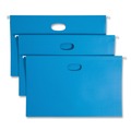 File Folders | Smead 64370 3 in. Capacity 1/5-Cut Tabs 1 Section Legal Size Hanging Pockets with Full-Height Gusset - Sky Blue (25/Box) image number 0