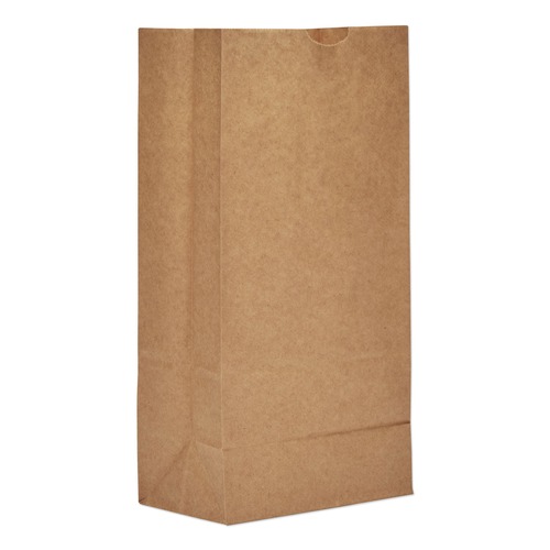 Just Launched | Ross & Wallace Paper Products 100308500PK/BL 6 in. x 3.88 in. x 12.5 in. #8 Size Grocery Paper Bags - Kraft (500/Bundle) image number 0