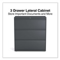 Office Filing Cabinets & Shelves | Alera 25491 36 in. x 18.63 in. x 40.25 in. 3 Legal/Letter/A4/A5 Size Lateral File Drawers - Charcoal image number 1