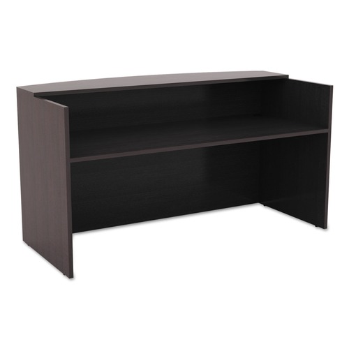 Office Desks & Workstations | Alera ALEVA327236ES Valencia Series 71 in. x 35.5 in. x 29.5 in. - 42.5 in. Reception Desk with Transaction Counter - Espresso image number 0