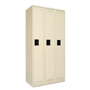 Tennsco STS-121872-C-SND 36 in. x 18 in. x 72 in. Three Lockers with Hat Shelves and Coat Rods Single-Tier Locker - Sand