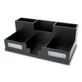 Desktop Organizers | Victor 9525-5 10.5 in. x 5.5 in. x 4 in. 6 Compartments Wood Desk Organizer with Smartphone Holder - Midnight Black image number 0