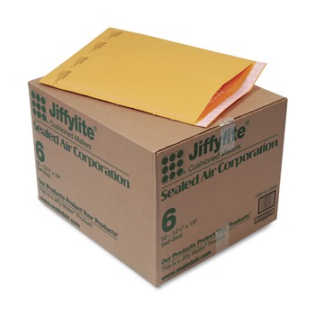Sealed Air 39097 Jiffylite #6 Barrier Bubble Air Cell Cushion Self-Adhesive Closure Self-Seal 12.5 in. x 19 in. Bubble Mailer - Brown Kraft (50/Carton)