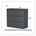 Office Filing Cabinets & Shelves | Alera 25507 42 in. x 18.63 in. x 40.25 in. 3 Legal/Letter/A4/A5 Size Lateral File Drawers - Charcoal image number 8