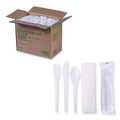 | Eco-Products EP-S015 Plantware Compostable Fork/Knife/Napkin/Spoon Cutlery Kit - Pearl White (250/Carton) image number 0