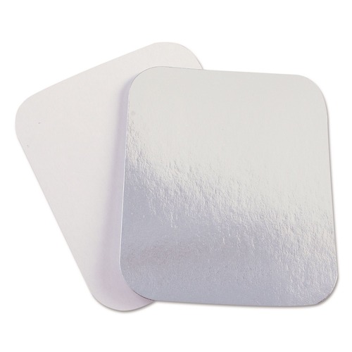  | Handi-Foil 2060L 7 in. x 5 in. Laminated Aluminum Board Lid - Silver/White (500/Carton) image number 0