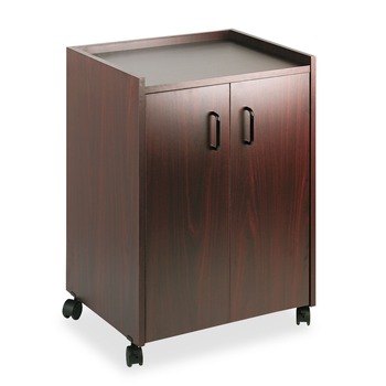 Safco 8953MH 23 in. x 18 in. x 31 in. 3 Shelves Engineered Wood Mobile Refreshment Center - Mahogany