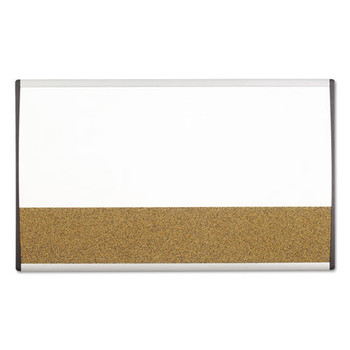 Quartet ARCCB3018 30 in. x 18 in. ARC Frame Cubicle Combo Dry Erase/Cork Bulletin Board - Tan/White Surface/Satin Aluminum Frame