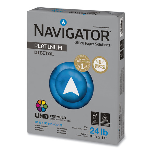 Copy & Printer Paper | Navigator NPL1124 99 Bright 24 lbs. Bond Weight 8.5 in. x 11 in. Platinum Paper - White (10/Carton) image number 0