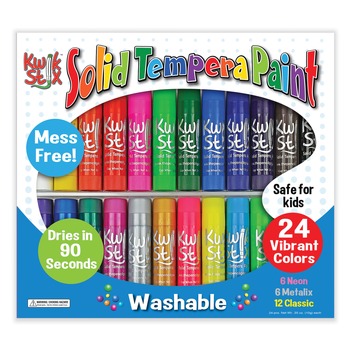 TPG Creations 604 3.5 in. Kwik Stick Tempera Paint - Assorted Colors (24/Pack)