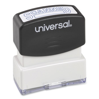 Universal UNV10157 Pre-Inked Scanned Message Stamp - Blue Ink