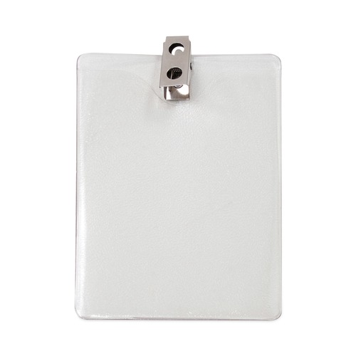 Label & Badge Holders | Advantus 75457 3.38 in. x 4.25 in. Vertical ID Badge Holders with Clip - Clear (50/Pack) image number 0