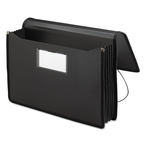 File Folders | Smead 71510 5.25 in. Expansion Legal Size 1 Section Elastic Cord Closure Poly Premium Wallets - Black image number 0