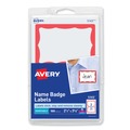 Labels | Avery 05143 3.38 in. x 2.33 in. Printable Adhesive Name Badges - Red Border (100/Pack) image number 0