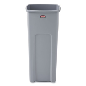 Rubbermaid Commercial FG356988GRAY Untouchable 23 Gallon Square Plastic Waste Container - Gray