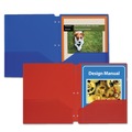 File Folders | C-Line 32935 11 x 8.5 3-Hole Punch Two-Pocket Heavyweight Poly Portfolio Folder - Blue (25/Box) image number 3