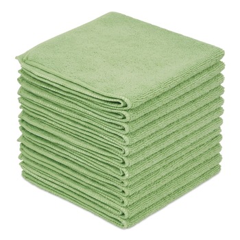 CLEANING CLOTHS | Boardwalk BWK12GRECLOTH 12 in. x 12 in. Microfiber Cloths - Green (12/Pack)