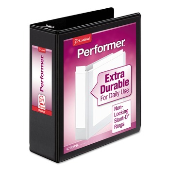 Cardinal 17601 Performer 3 Slant D Ring 3 in. Capacity ClearVue Binder - Black