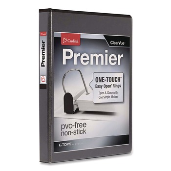 Cardinal 10301 11 in. x 8.5 in. ClearVue 3-Ring 1 in. Capacity Easy Open Slant-D Ring Binder - Black