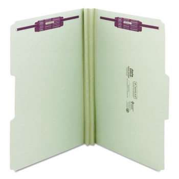 Smead 19934 Recycled Pressboard Fastener Folders with 1/3-Cut Tabs - Legal, Gray/Green (25/Box)
