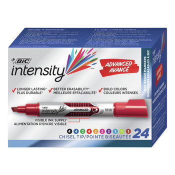 PENS PENCILS AND MARKERS | BIC GELITP241-AST Intensity Advanced Tank-Style Chisel Tip Dry Erase Marker - Broad/Assorted Colors (24/Pack)