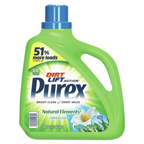 Laundry Detergents | Purex 01134 150 oz. Bottle Linen and Lilies Ultra Natural Elements He Liquid Detergent (4/Carton) image number 0